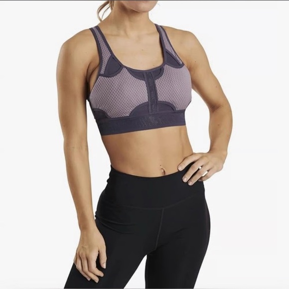 Nike Dri Fit Swoosh Women’s Ultrabreath Sports Bra Sz M Purple Logo - Picture 2 of 8